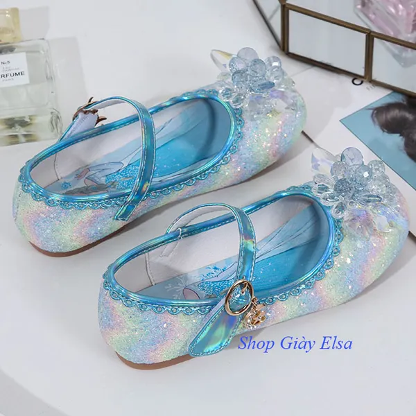 Giày búp bê Elsa đính đá lấp lánh cho bé gái 3-7 tuổi