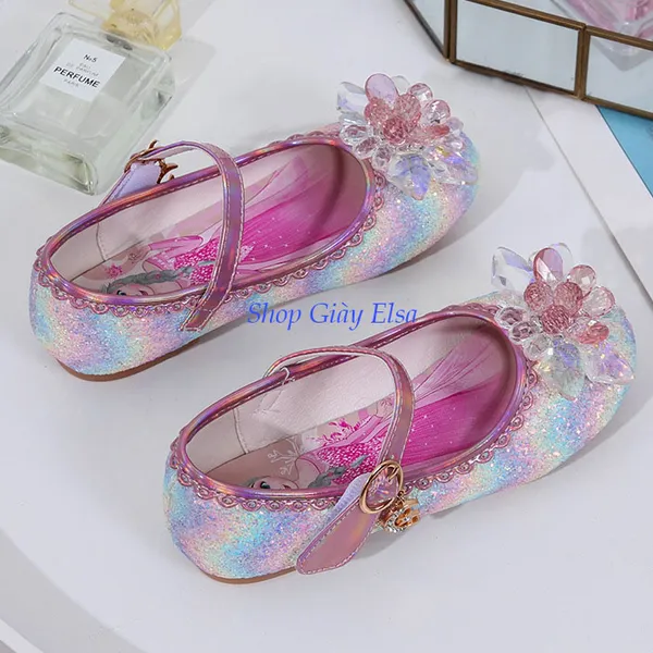 Giày búp bê Elsa đính đá lấp lánh cho bé gái 3-7 tuổi