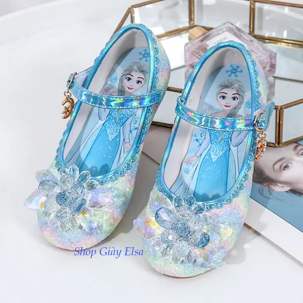 Giày búp bê Elsa đính đá lấp lánh cho bé gái 3-7 tuổi