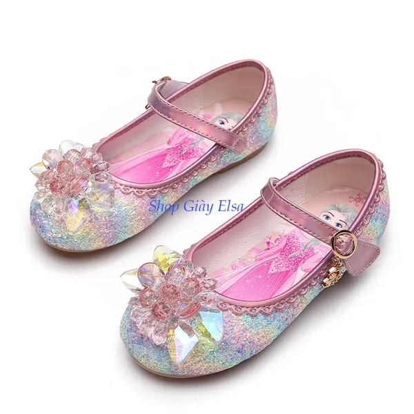 Giày búp bê Elsa đính đá lấp lánh cho bé gái 3-7 tuổi