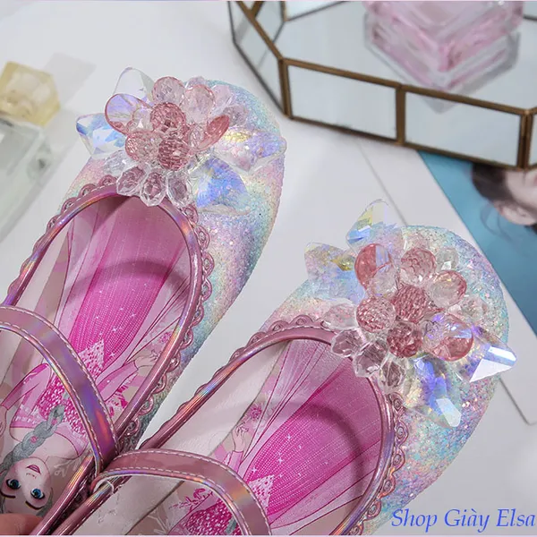 Giày búp bê Elsa đính đá lấp lánh cho bé gái 3-7 tuổi