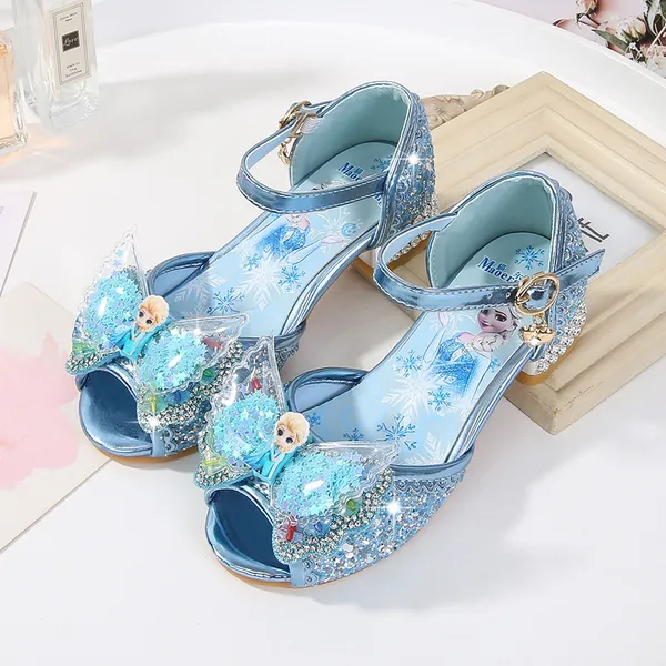 Giày công chúa Elsa cao gót hở mũi cho bé gái 3-9 tuổi