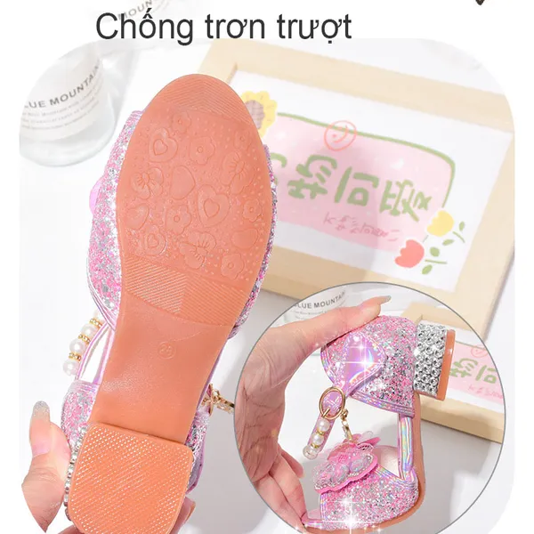 Giày công chúa Elsa cao gót cho bé gái 3-7 tuổi - mẫu mới 2024