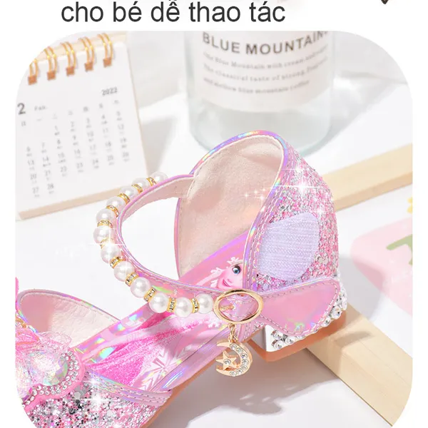 Giày công chúa Elsa cao gót cho bé gái 3-7 tuổi - mẫu mới 2024