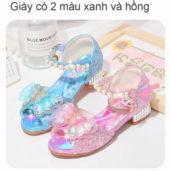 Giày công chúa Elsa cao gót cho bé gái 3-7 tuổi - mẫu mới 2024