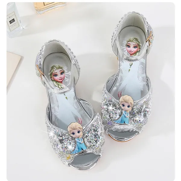 Giày cao gót công chúa Elsa đính đá, có hình công chúa elsa, cho bé gái từ 3-8 tuổi