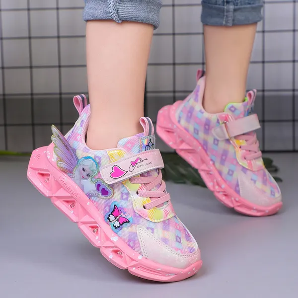 Giày thể thao công chúa Elsa cho bé gái 2-10 tuổi có đèn led phát sáng