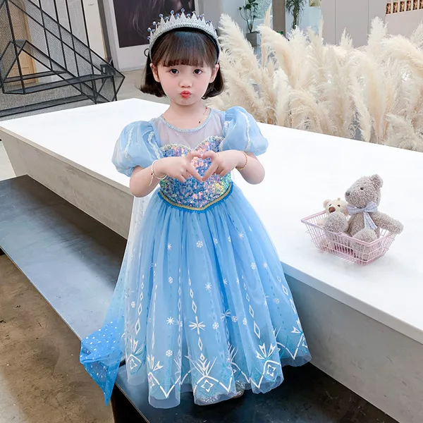 Đầm công chúa bé gái Elsa kèm tà dài siêu xinh 