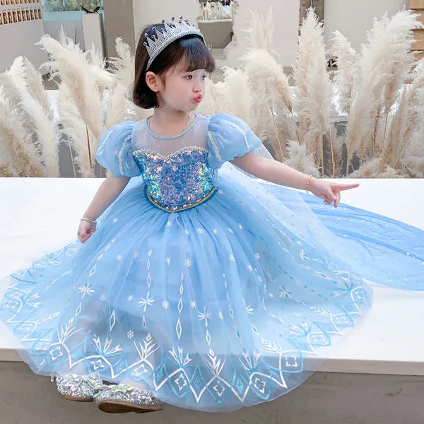 Đầm công chúa bé gái Elsa kèm tà dài siêu xinh 