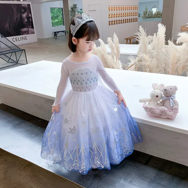Váy Nữ hoàng Elsa kèm tà dài cho bé gái 3-11 tuổi - Mẫu mới nhất 2021 (Frozen 2)