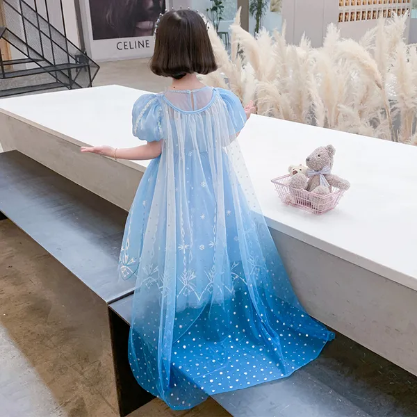 Đầm công chúa bé gái Elsa kèm tà dài siêu xinh 