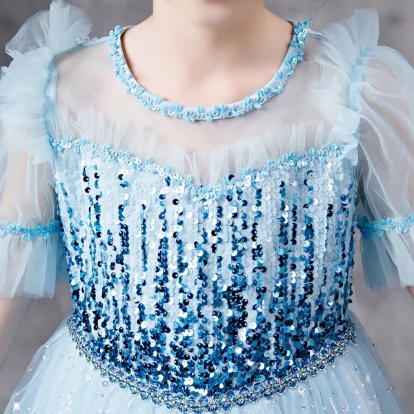 Váy elsa tà dài cho bé gái 3-10 tuổi - Mẫu màu xanh mới nhất Frozen 2