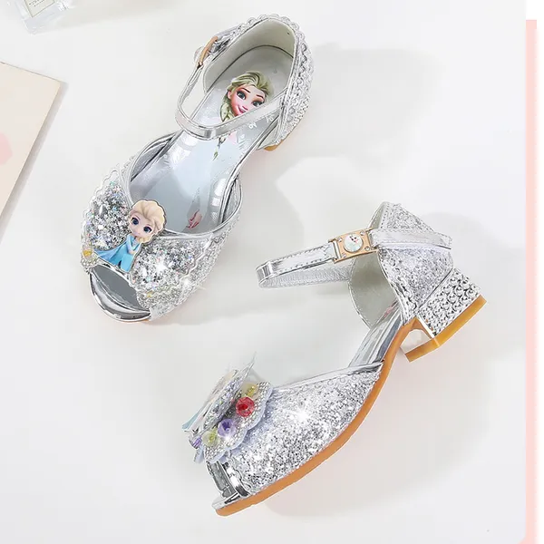 Giày cao gót công chúa Elsa đính đá, có hình công chúa elsa, cho bé gái từ 3-8 tuổi