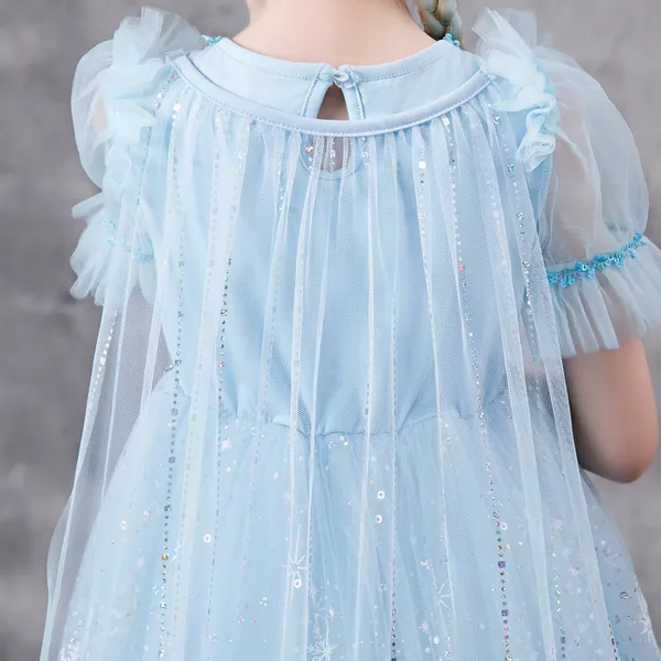 Váy elsa tà dài cho bé gái 3-10 tuổi - Mẫu màu xanh mới nhất Frozen 2