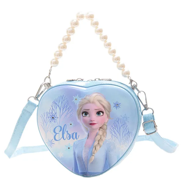 Túi xách đeo chéo hình trái tim in công chúa Elsa có đèn sáng lấp lánh cho bé gái