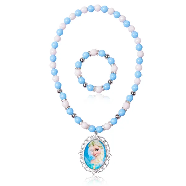 Set bộ trang sức 2 món phụ kiện công chúa Elsa Frozen vòng cổ vòng tay cho bé gái 3-8 tuổi