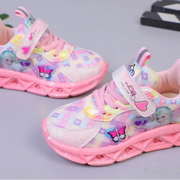 Giày thể thao công chúa Elsa cho bé gái 2-10 tuổi có đèn led phát sáng