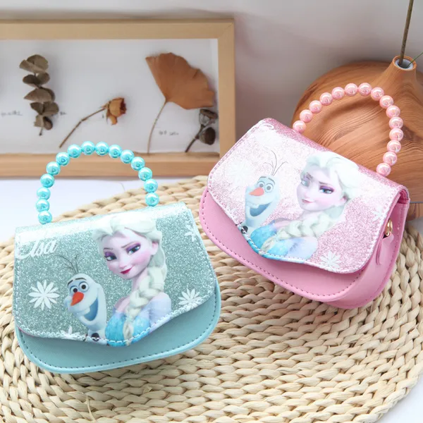 Túi đeo chéo và xách tay hạt châu tròn hình công chúa Elsa Frozen kim tuyến cho bé gái (Disney)