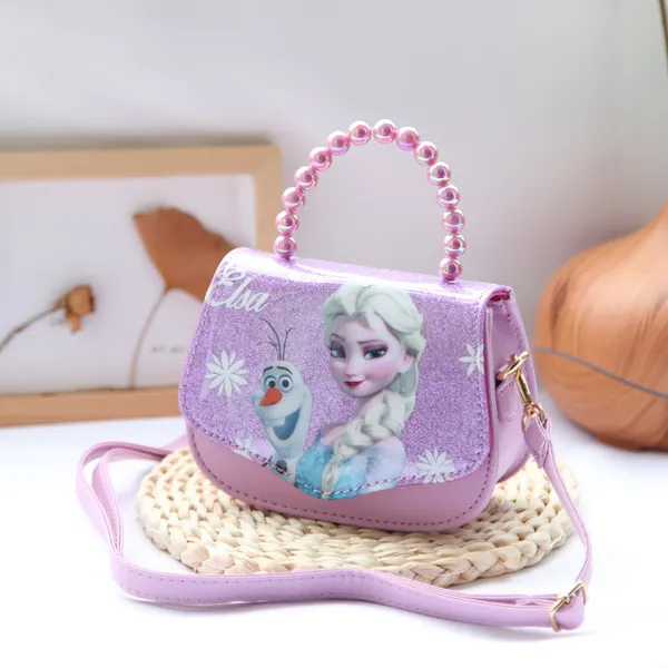 Túi đeo chéo và xách tay hạt châu tròn hình công chúa Elsa Frozen kim tuyến cho bé gái (Disney)