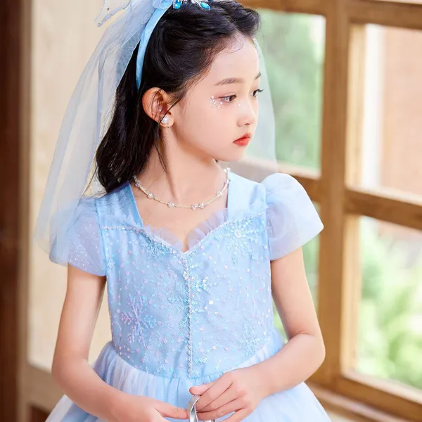 Váy elsa công chúa màu xanh cho bé gái 3-9 tuổi siêu xinh