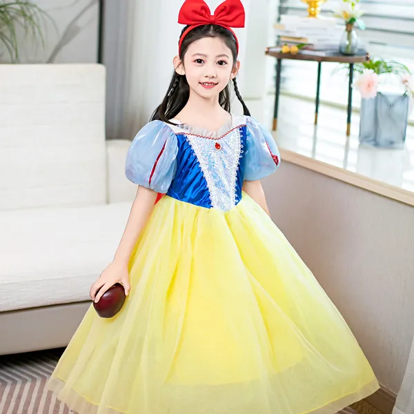 Váy công chúa Bạch Tuyết cho bé gái với tay phồng siêu đáng yêu, váy kèm áo choàng đỏ