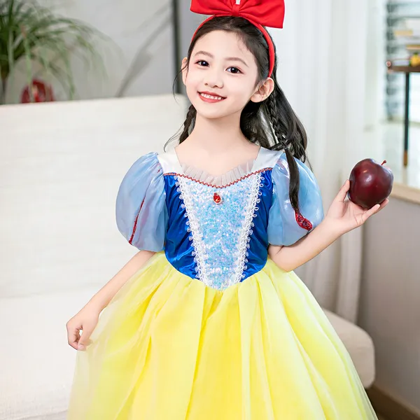Váy công chúa Bạch Tuyết cho bé gái với tay phồng siêu đáng yêu, váy kèm áo choàng đỏ