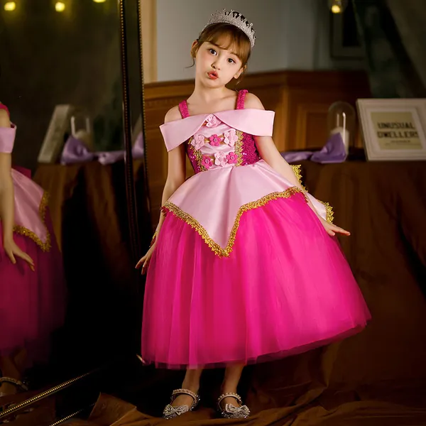 Váy Công chúa Aurora Màu hồng cao cấp cho bé gái 3-8 tuổi