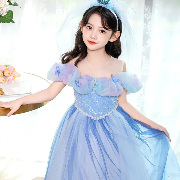 Váy công chúa Elsa màu xanh mẫu mới siêu xinh cho bé 3 - 9 tuổi