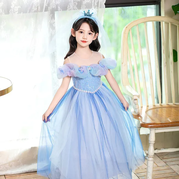Váy công chúa Elsa màu xanh mẫu mới siêu xinh cho bé 3 - 9 tuổi