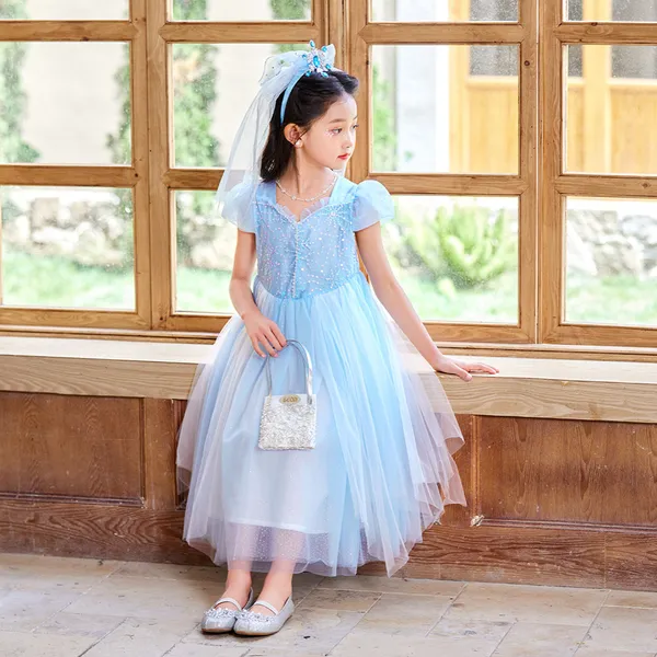 Váy elsa công chúa màu xanh cho bé gái 3-9 tuổi siêu xinh