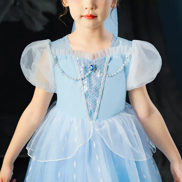 Váy công chúa Elsa màu xanh cho bé gái 3-9 tuổi - Mẫu mới Frozen 2