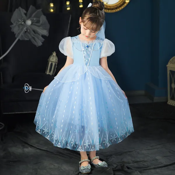 Váy công chúa Elsa màu xanh cho bé gái 3-9 tuổi - Mẫu mới Frozen 2