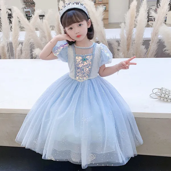 Váy công chúa Elsa màu xanh kèm tà dài cho bé gái 3-11 tuổi - Mẫu mới nhất 2022 (Frozen 2)