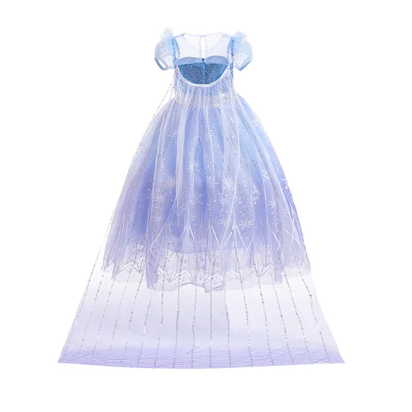 Đầm công chúa Elsa màu xanh tím kèm tà dài cho bé gái 3-11 tuổi - Mẫu mới nhất 2022 (Frozen 2)
