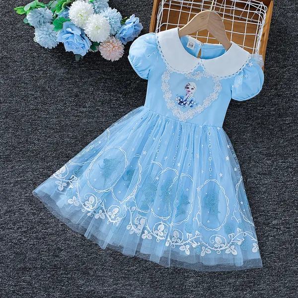 Váy elsa cho bé gái 3-9 tuổi xinh xắn với họa tiết công chúa elsa