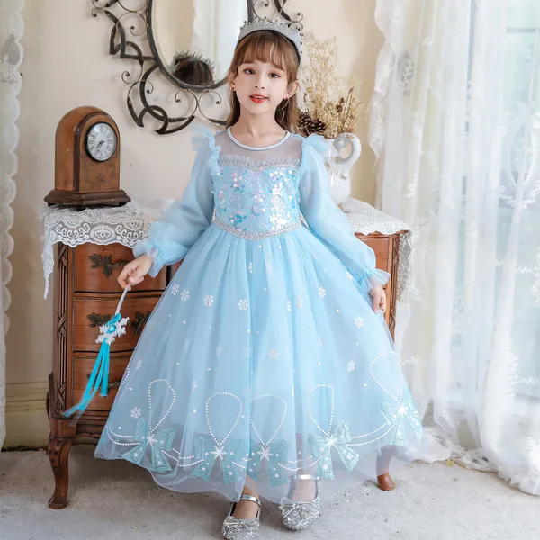  Váy đầm công chúa Elsa tay dài cho bé gái 3-11 tuổi - mẫu mới nhất 2022 (Frozen 2)
