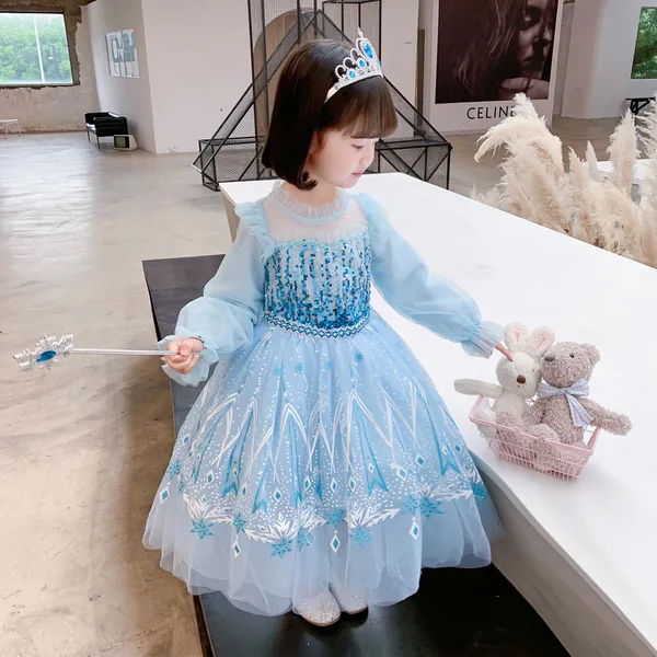  Váy công chúa Elsa tay dài cho bé gái 3-11 tuổi mẫu mới nhất 2021 (Frozen 2)