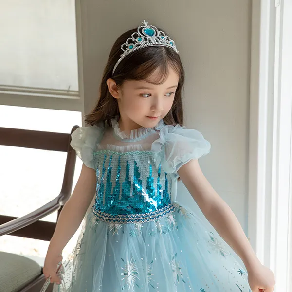 Váy công chúa Elsa màu xanh cho bé gái 3-10 tuổi (Frozen 2)