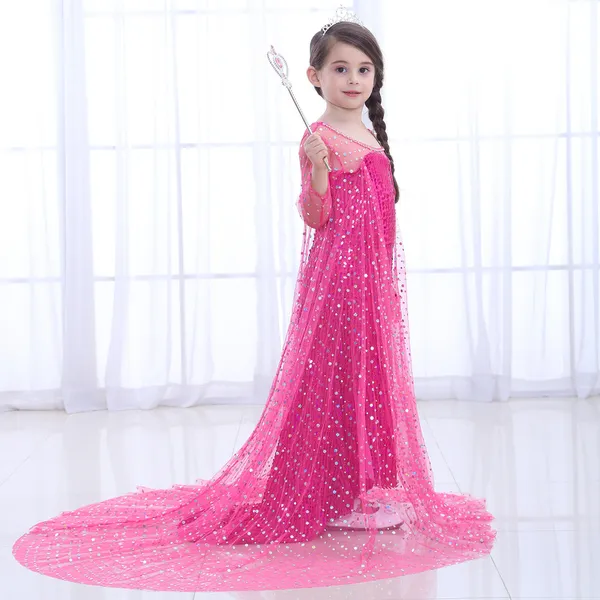 Váy công chúa Elsa Màu Hồng kèm tà dài siêu xinh - EV18
