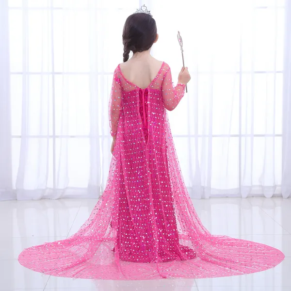 Váy công chúa Elsa Màu Hồng kèm tà dài siêu xinh - EV18