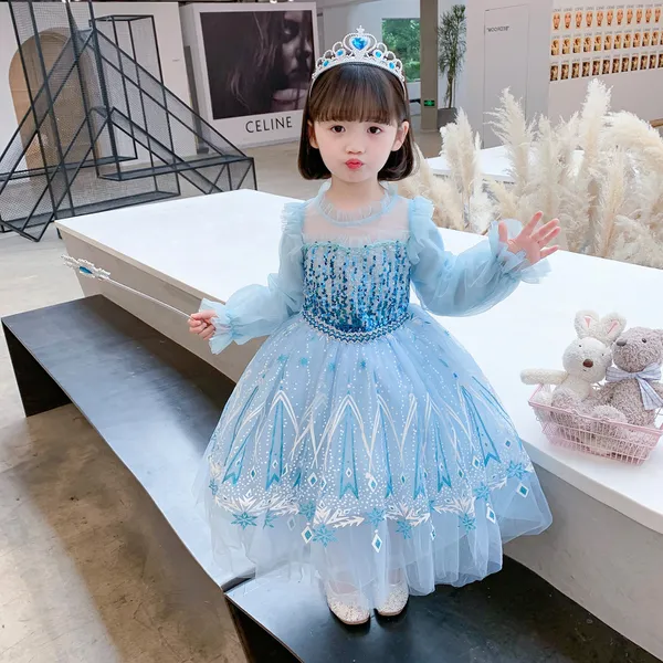  Váy công chúa Elsa tay dài cho bé gái 3-11 tuổi mẫu mới nhất 2021 (Frozen 2)