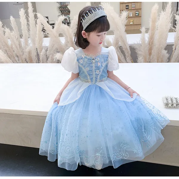 Váy công chúa Elsa, đầm công chúa Cinderella cho bé gái màu xanh Elsa