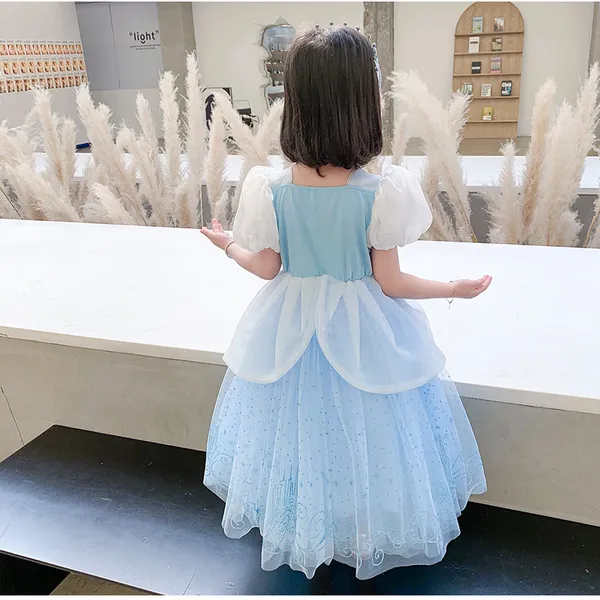 Váy công chúa Elsa, đầm công chúa Cinderella cho bé gái màu xanh Elsa