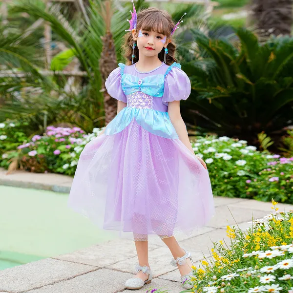 Váy công chúa Nàng tiên cá Ariel cho bé gái 3-9 tuổi màu tím