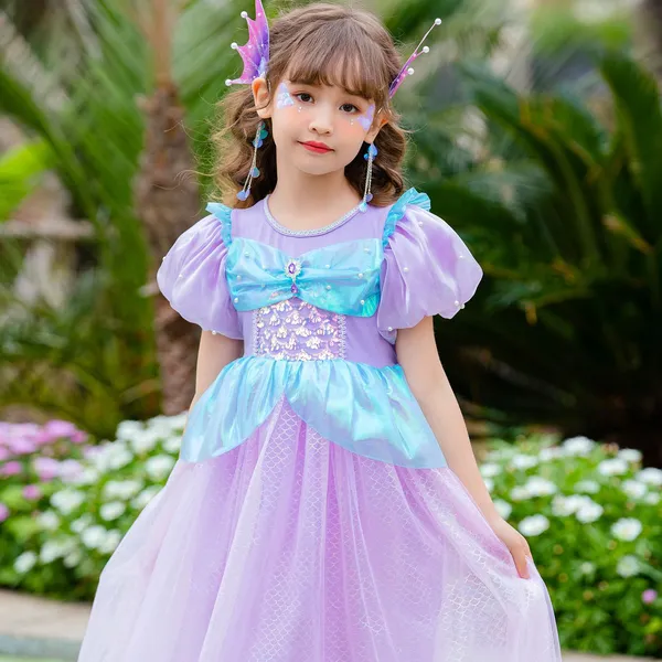 Váy công chúa Nàng tiên cá Ariel cho bé gái 3-9 tuổi màu tím