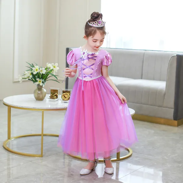 Váy Công chúa Tóc mây Rapunzel màu hồng tím cho bé gái