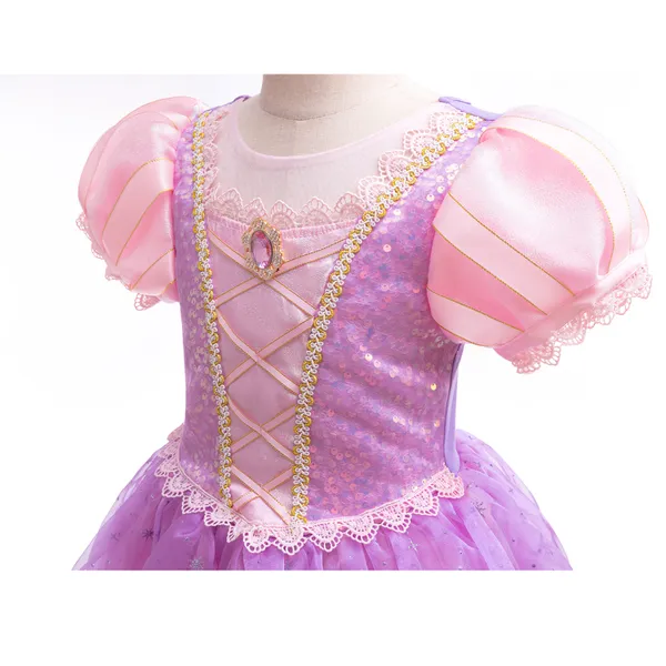 Váy Công chúa Tóc mây Rapunzel màu tím cho bé gái 3-9 tuổi