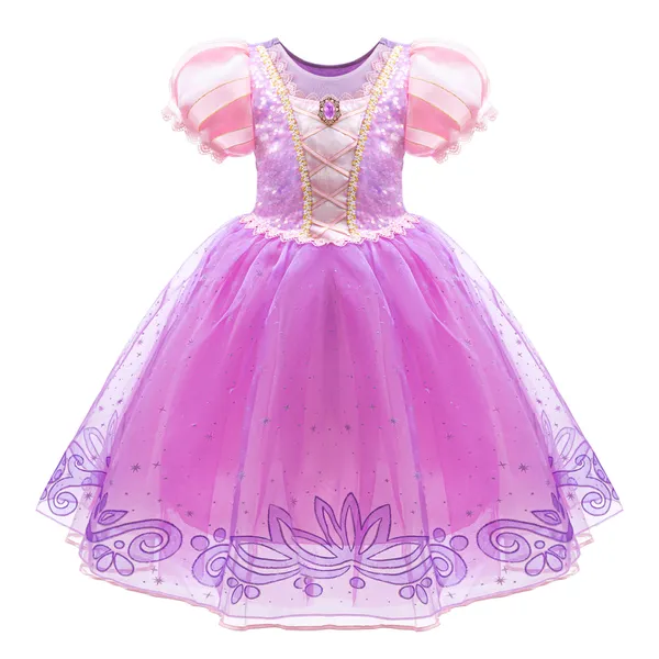 Váy Công chúa Tóc mây Rapunzel màu tím cho bé gái 3-9 tuổi