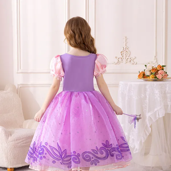 Váy Công chúa Tóc mây Rapunzel màu tím cho bé gái 3-9 tuổi