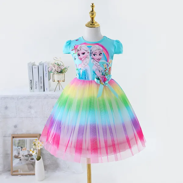Váy công chúa Elsa cầu vồng cho bé gái - Elsa Frozen